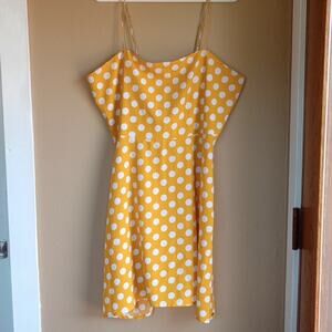 Volcom Polka Dot Mini yellow Skater style summer dress size XL 12